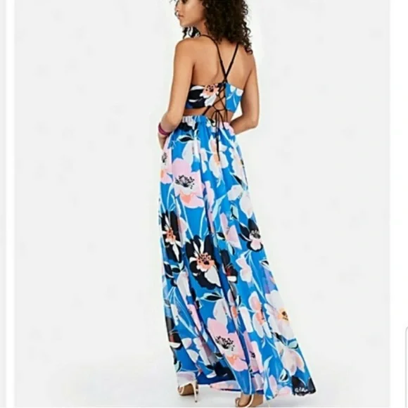 Express Floral Maxi Dress Side Cut Outs - Picture 5 of 6